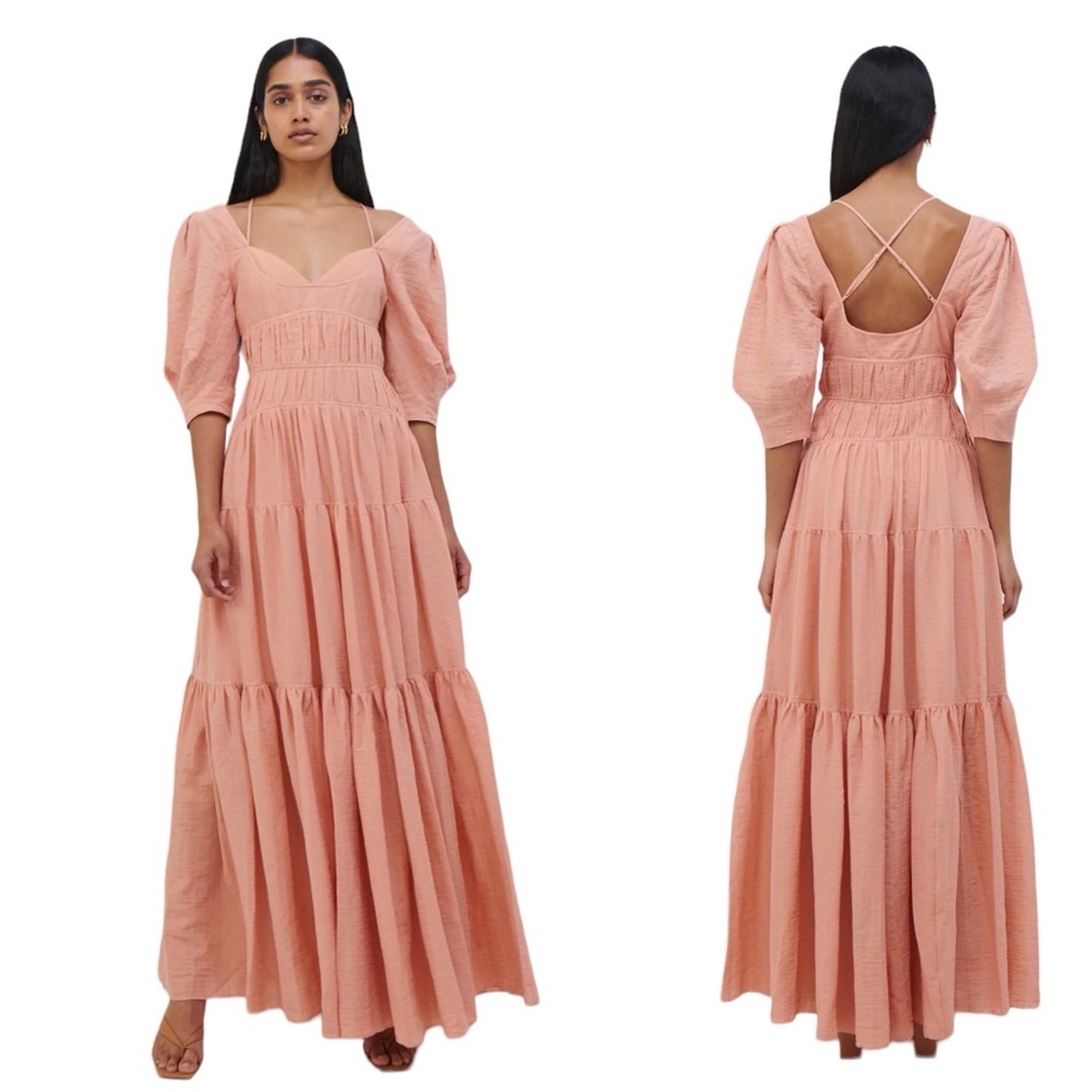 NWT Jonathan Simkhai Wilder Maxi Dress In Peach - Sorbet Size 12
